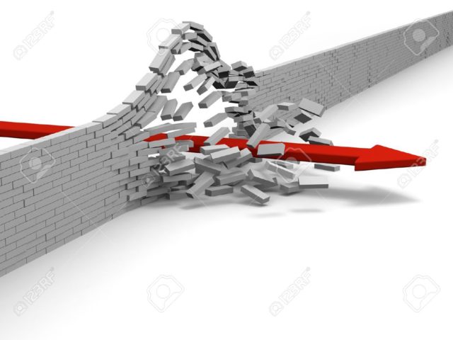 12454778-Red-arrow-breaking-through-brick-wall-concept-of-success-breakthrough-achievement-Stock-Photo