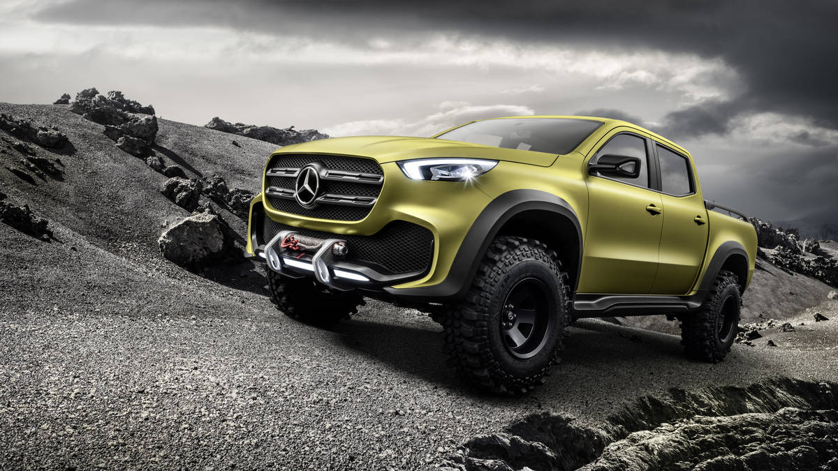 Mercedes-Benz Concept X-CLASS powerful adventurer – Exterieur, Lemonaxmetallic ; Mercedes-Benz Concept X-CLASS powerful adventurer – Exterior, Lemonax metallic;